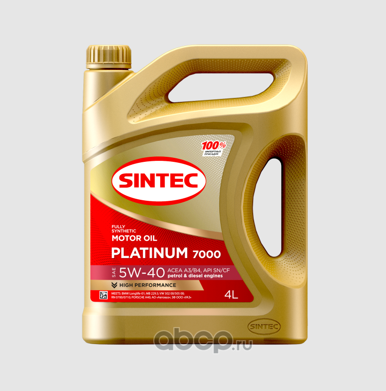 Масло моторное синтетическое Platinum 7000 5W40 API SN/CF ACEA A3/B4 4л